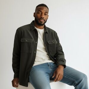 GAP - SIZE LARGE - MISTLETOE GREEN / KHAKI - CORDUROY  BUTTON FRONT JACKET - EUC